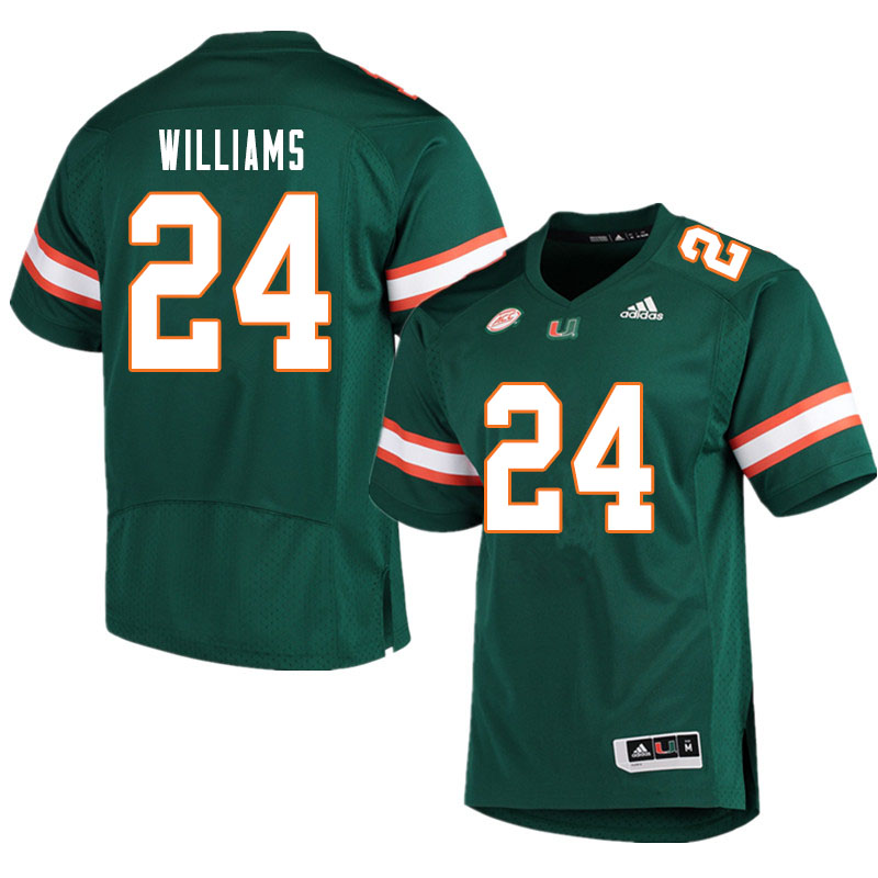 Men #24 Christian Williams Miami Hurricanes College Football Jerseys Sale-Green - Click Image to Close